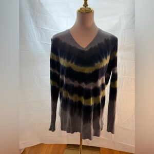 Peace of Cloth V-Neck Sweater in Blue and Green Large